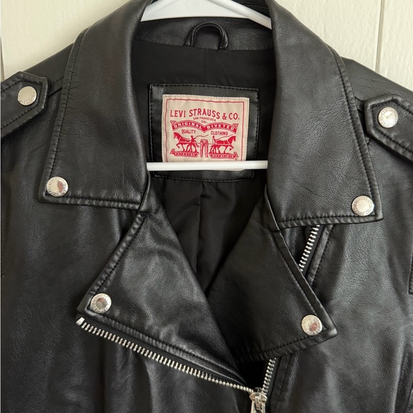 Levi's Women's Faux Black Leather Moto Jacket, Size Small - Picture 3 of 9